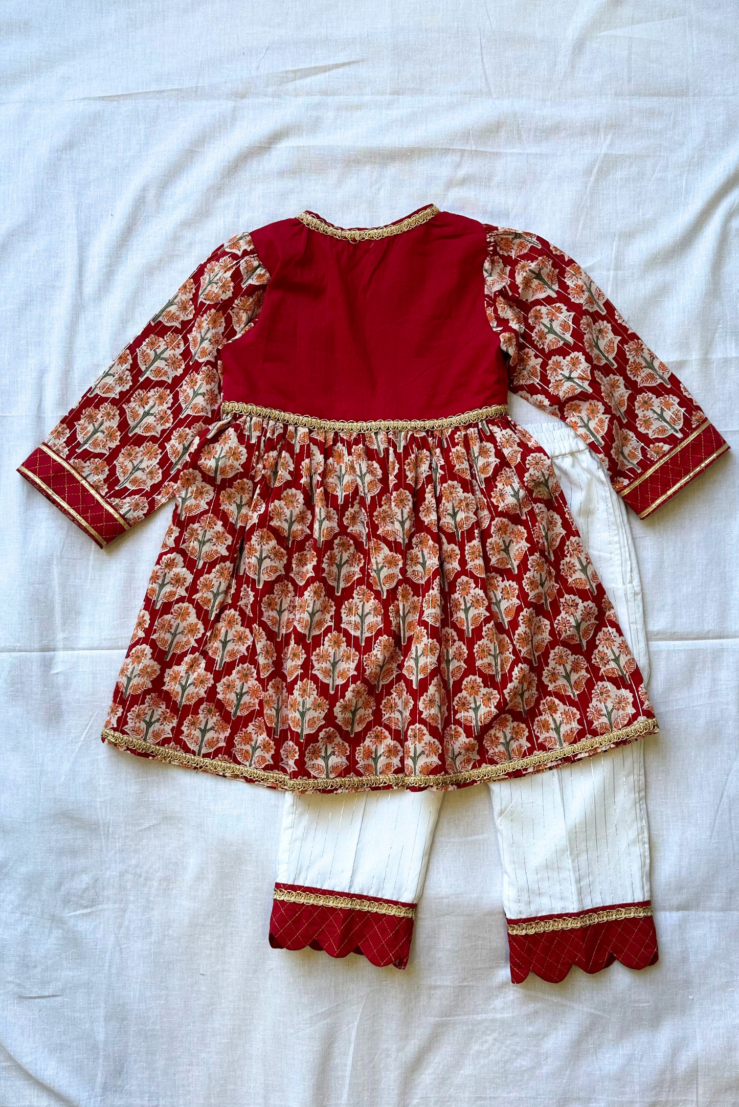 Red Angrakha Kurta Set