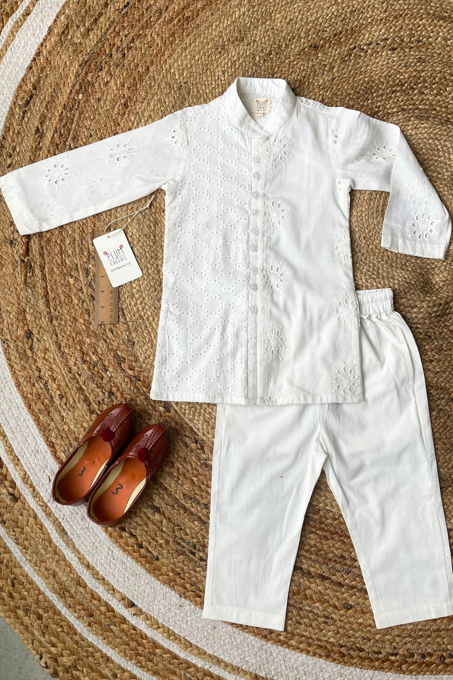 Schiffli Half-Half Kurta Set