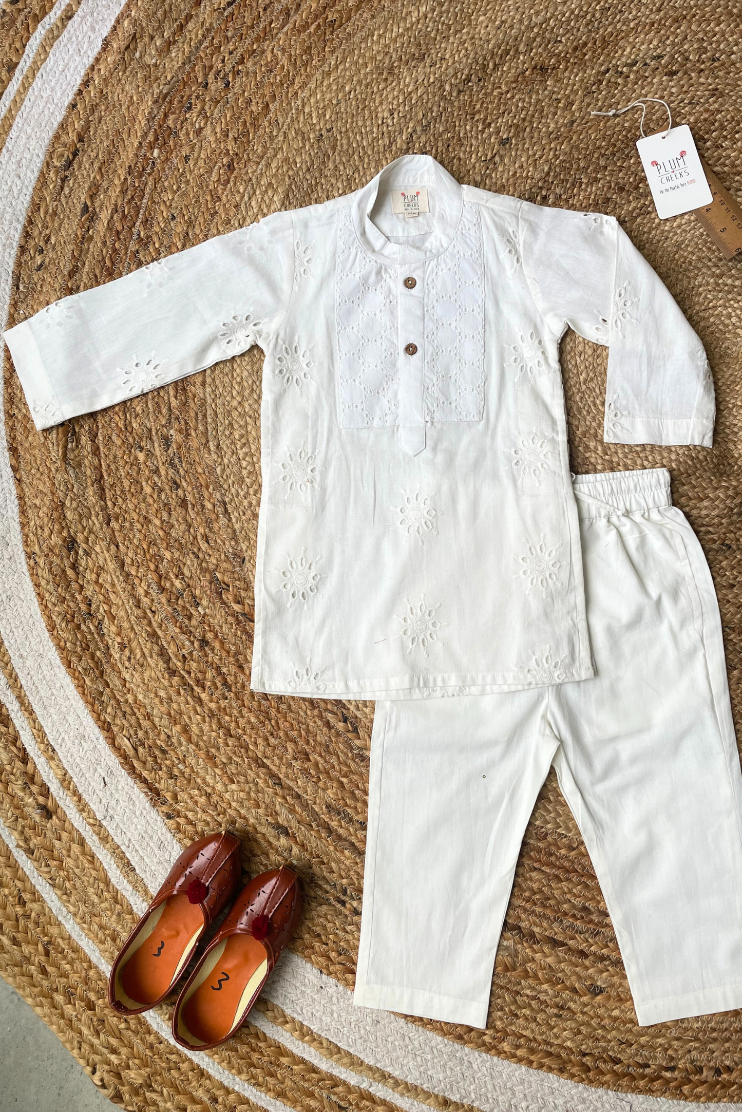 Schiffli Floral Kurta Set