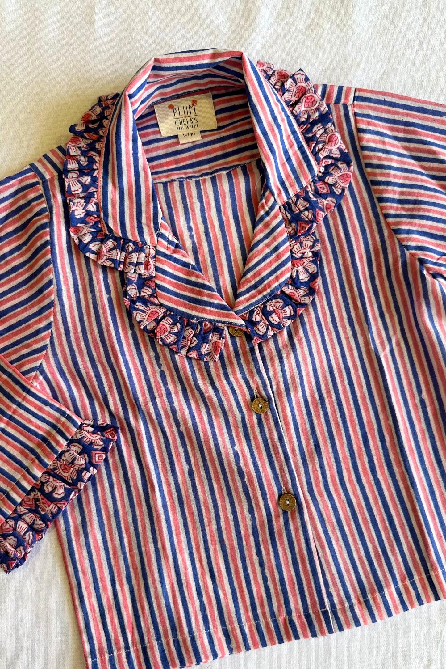 Blue Pink Stripe Night Suit