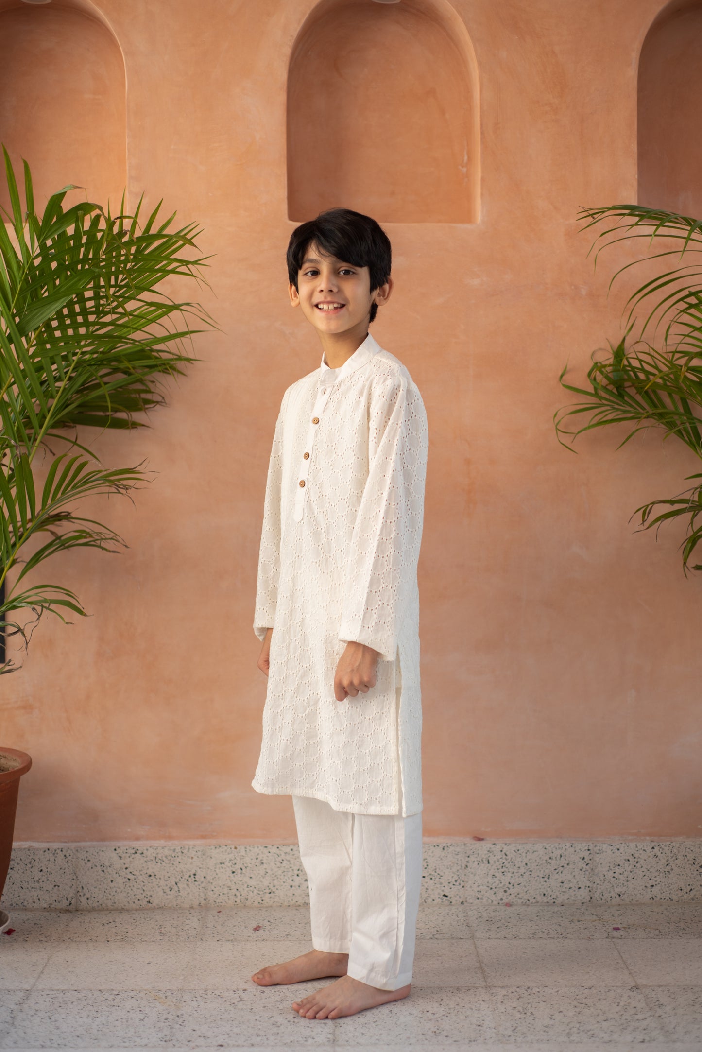 Schiffli Pintuck Kurta Set