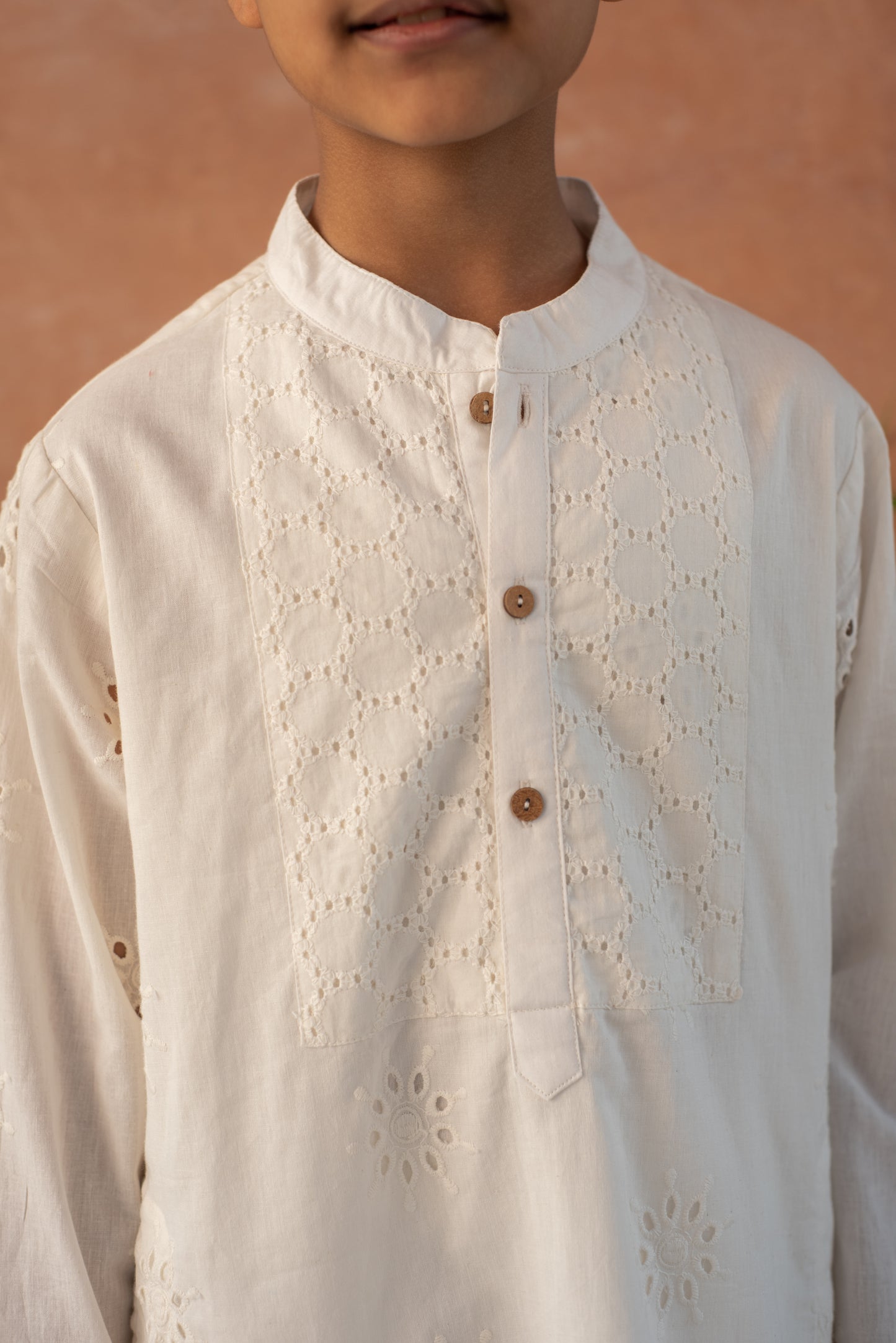 Schiffli Floral Kurta Set