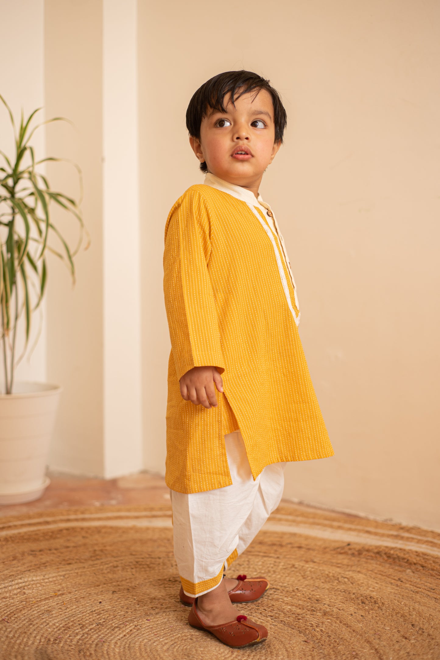 Mustard Dhoti Kurta Set
