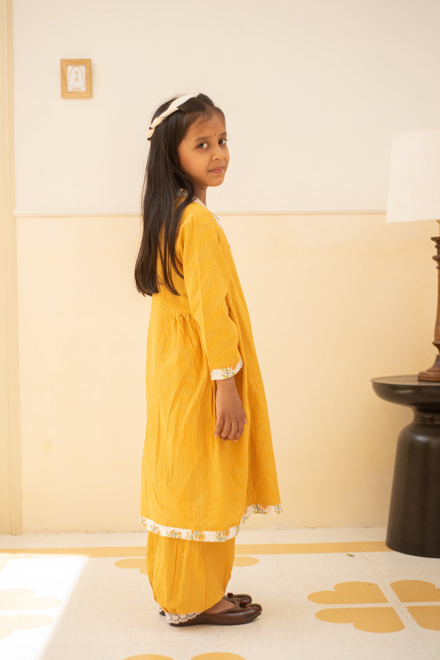 Mustard Angrakha Kurta Set