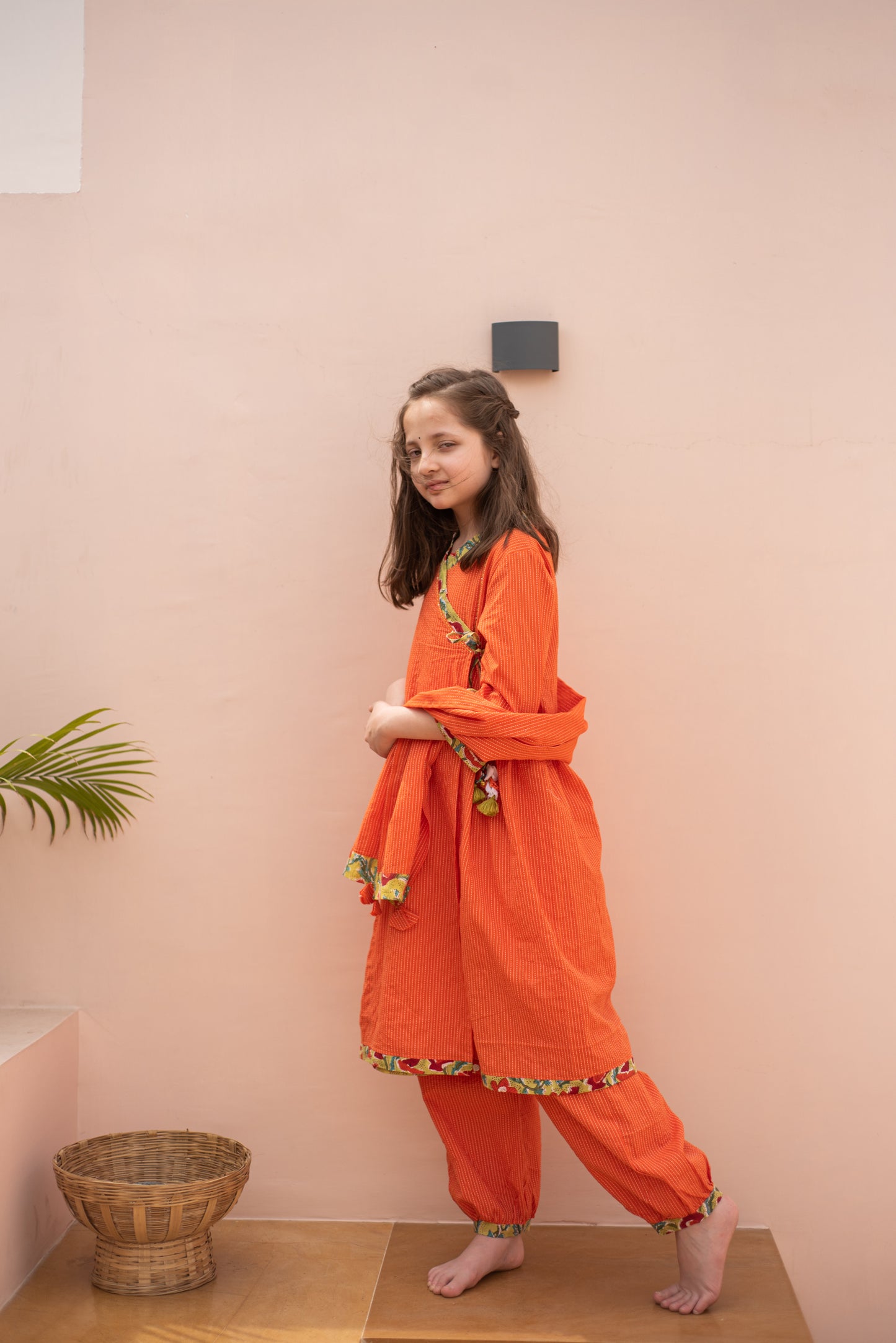 Narangi Angrakha Kurta Set