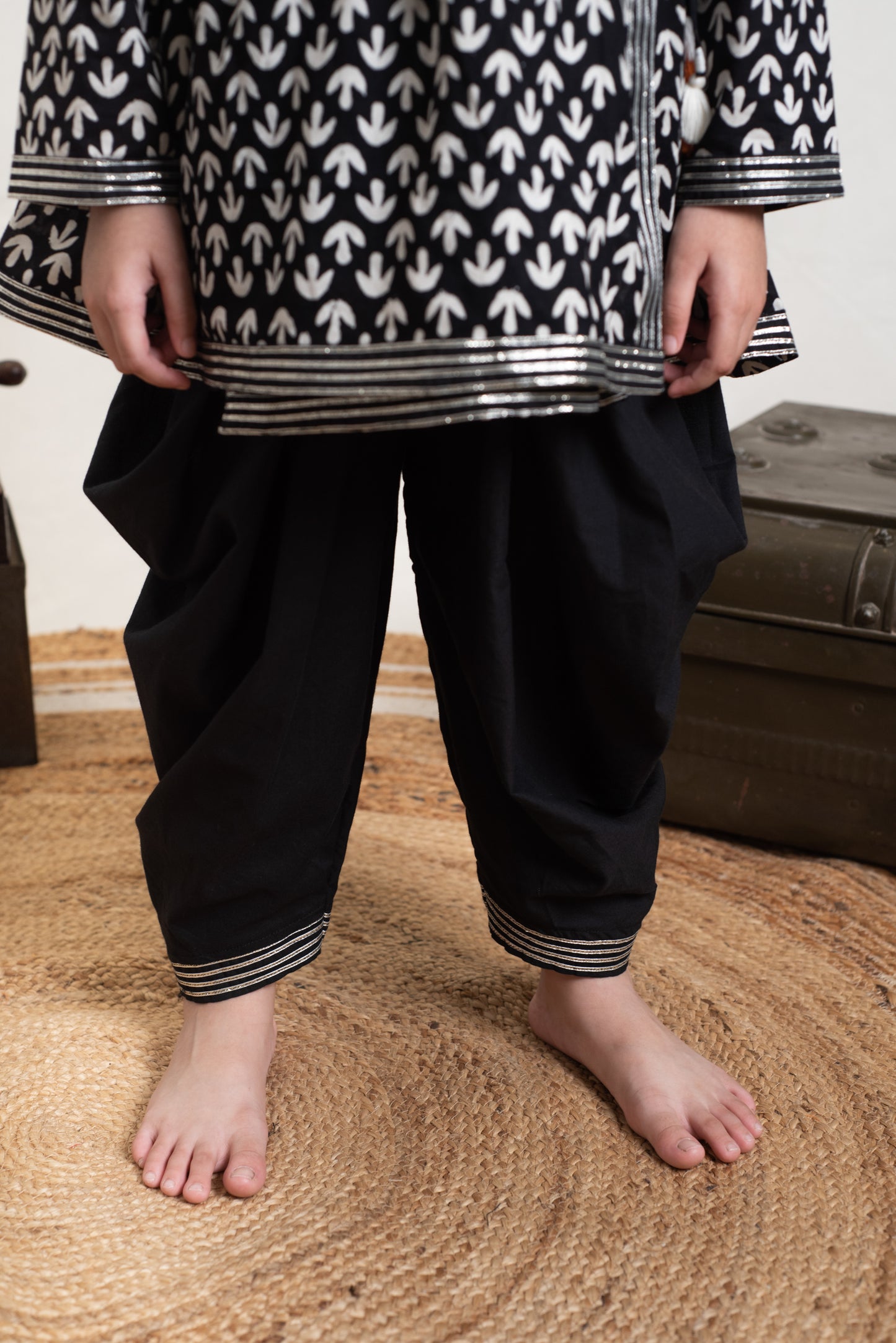 Syahi Monochrome Dhoti Set