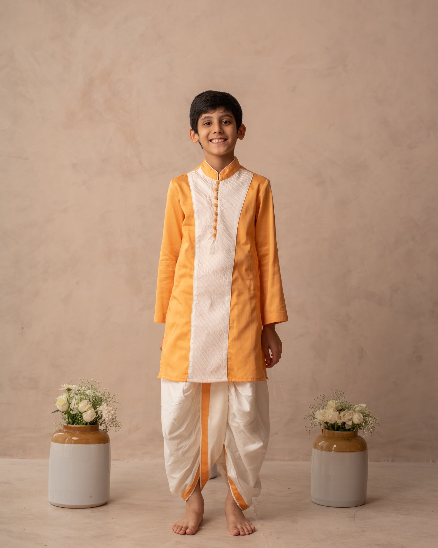 Kesariya Kurta & Dhoti Set