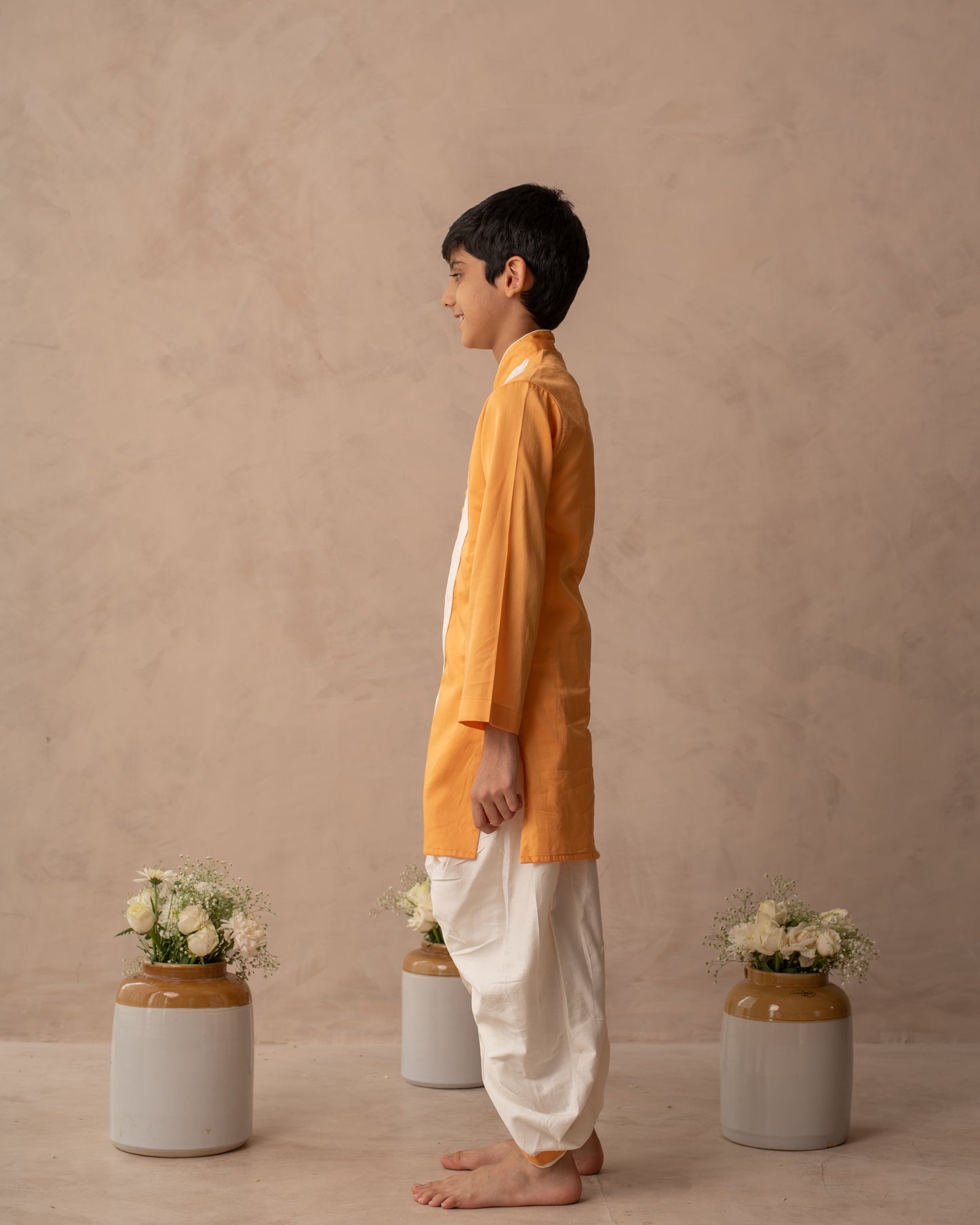 Kesariya Kurta & Dhoti Set