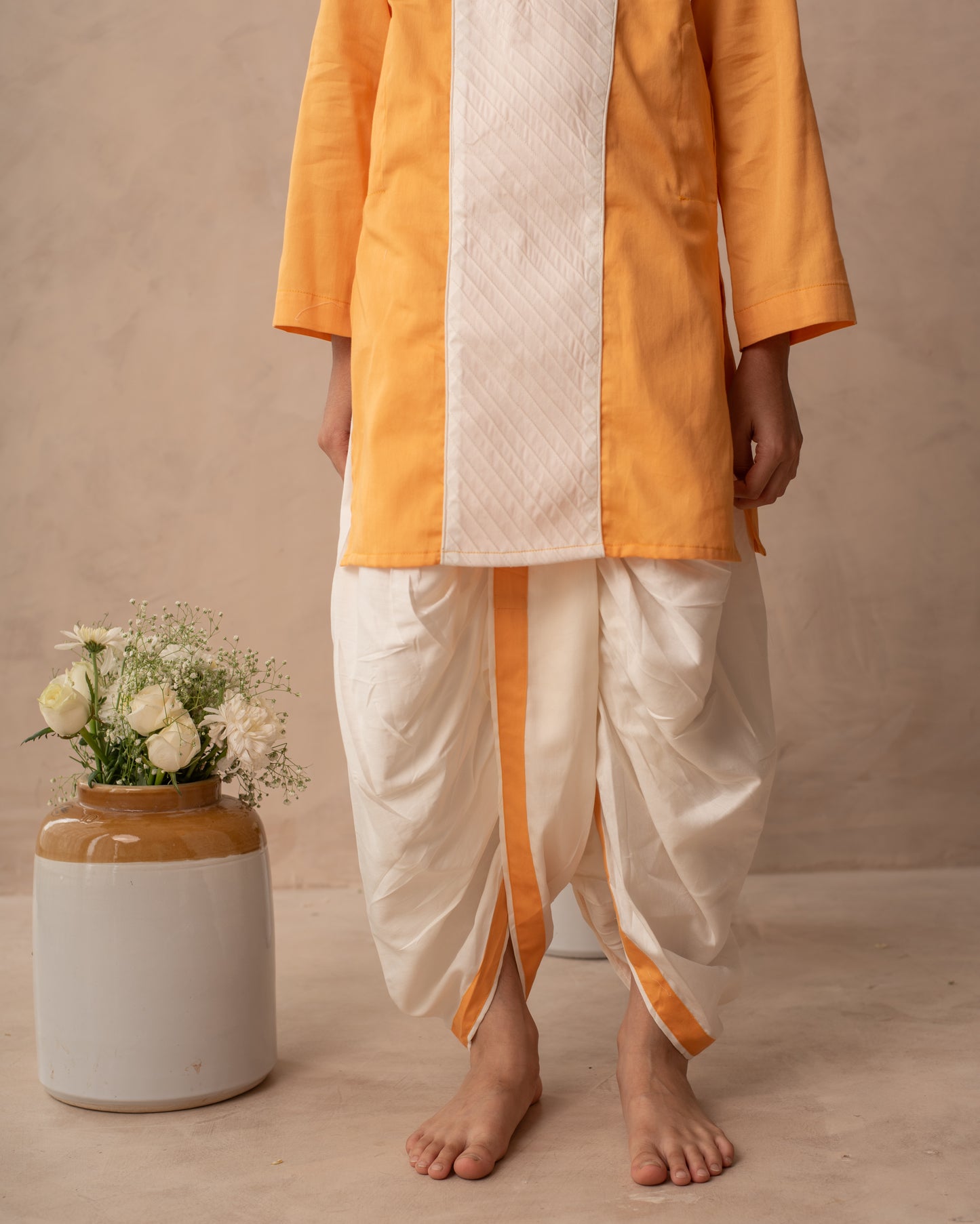Kesariya Kurta & Dhoti Set