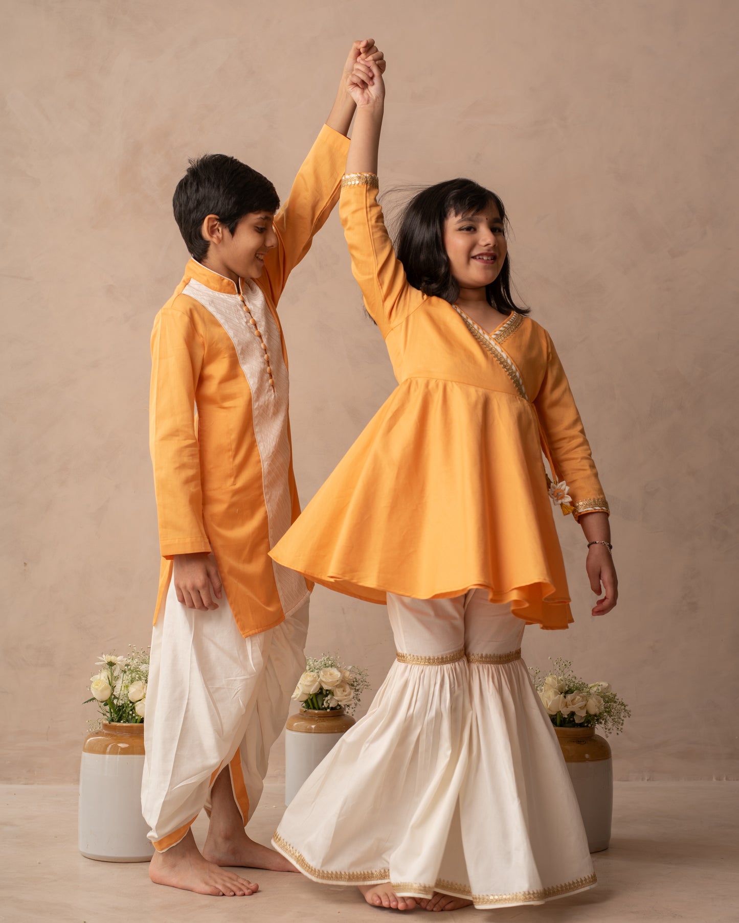 Kesariya Kurta & Dhoti Set