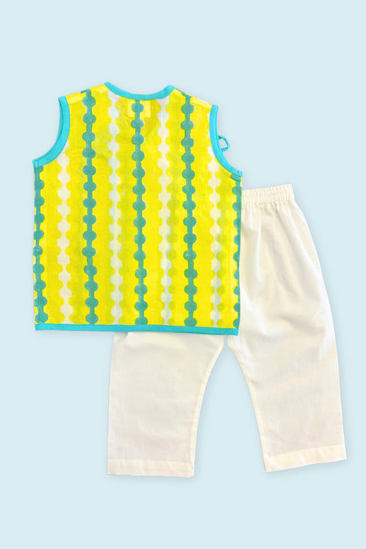 festive kids jhabla set lemon color details