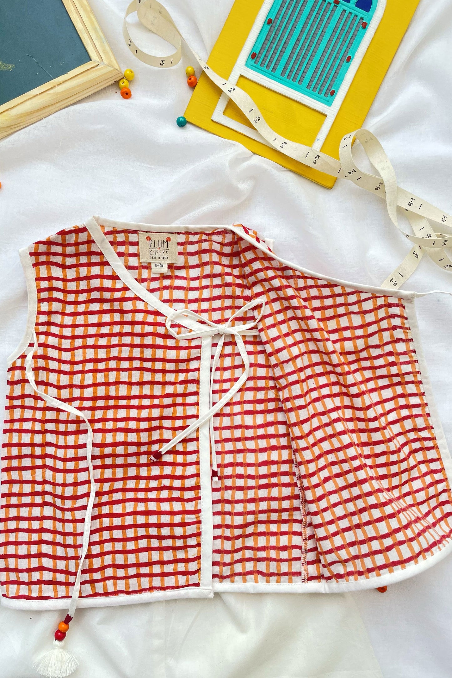 Red Checks Jhabla Set