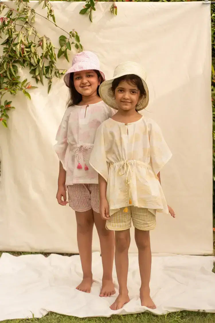 Petite Kaftan Set-Yellow for 1 to 8 years girls
