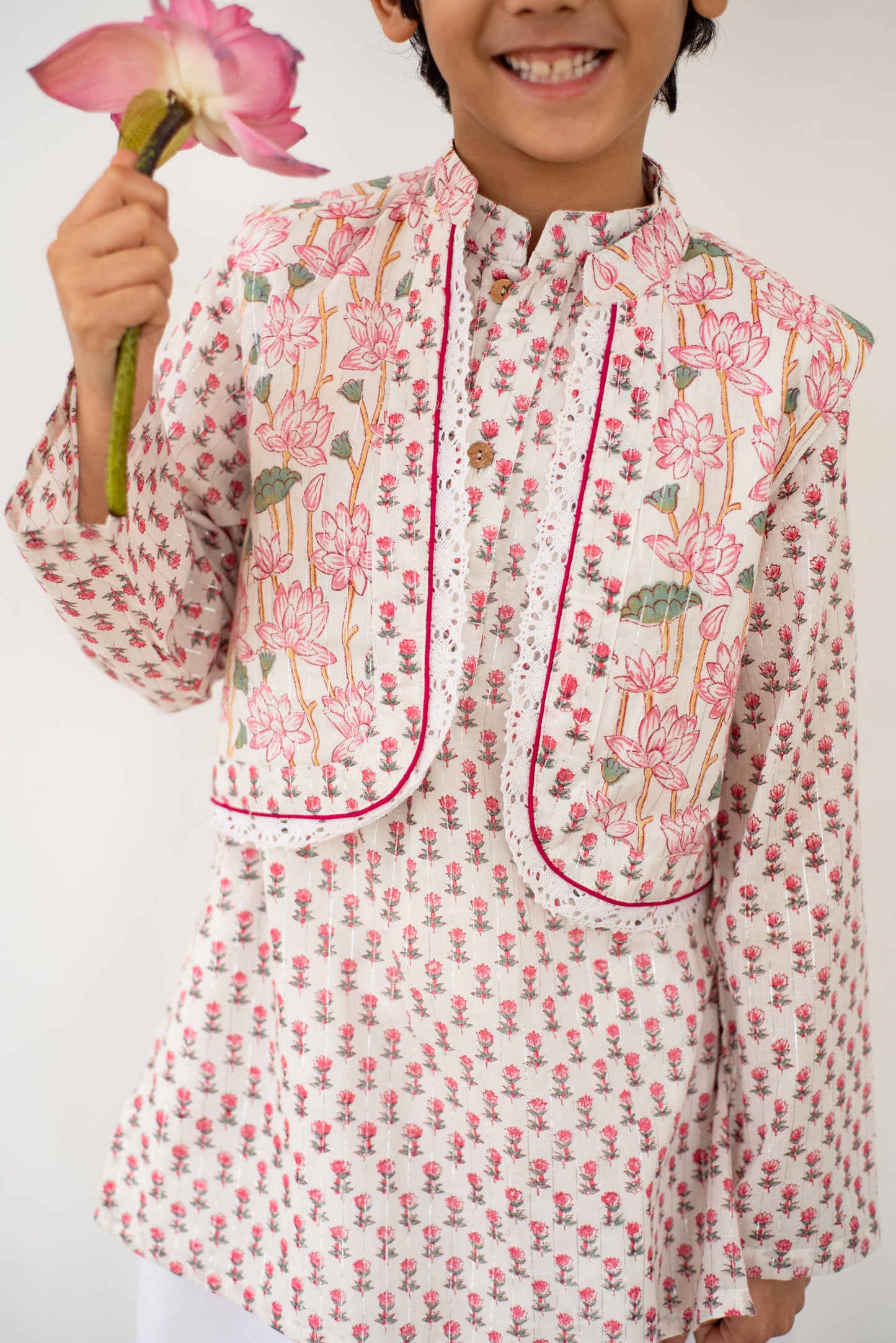 Pink Blossom Kurta Set