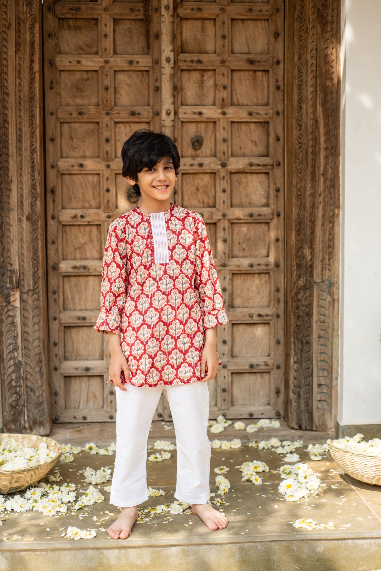 Red Buti Kurta Set