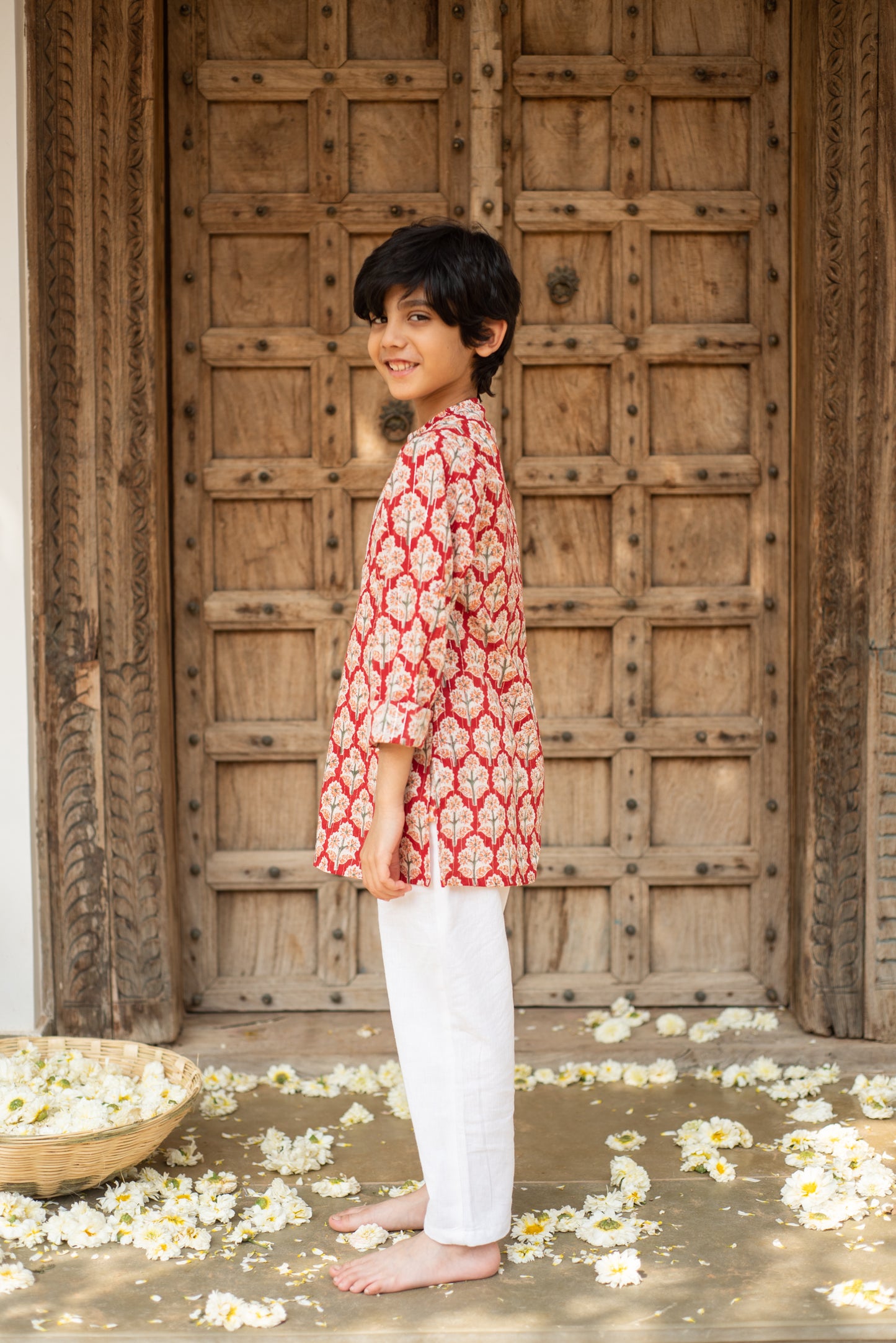 Red Buti Kurta Set