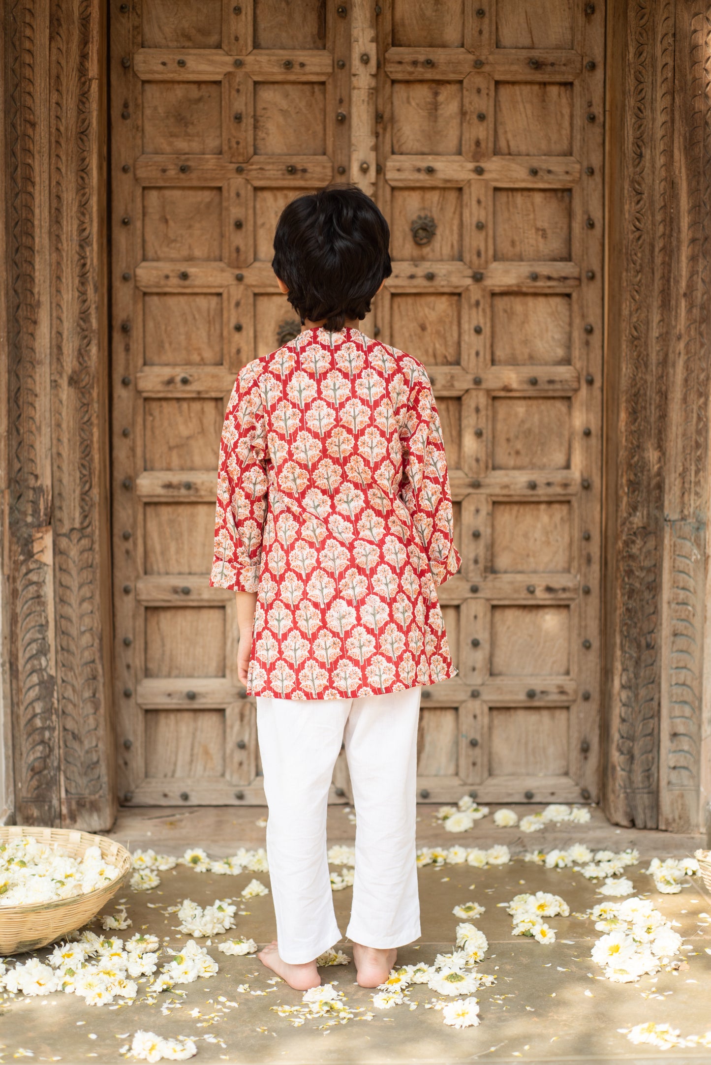 Red Buti Kurta Set