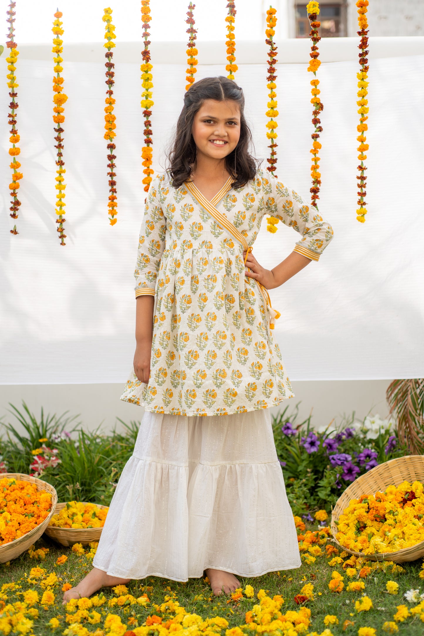 Marigold Angrakha Kurta Set