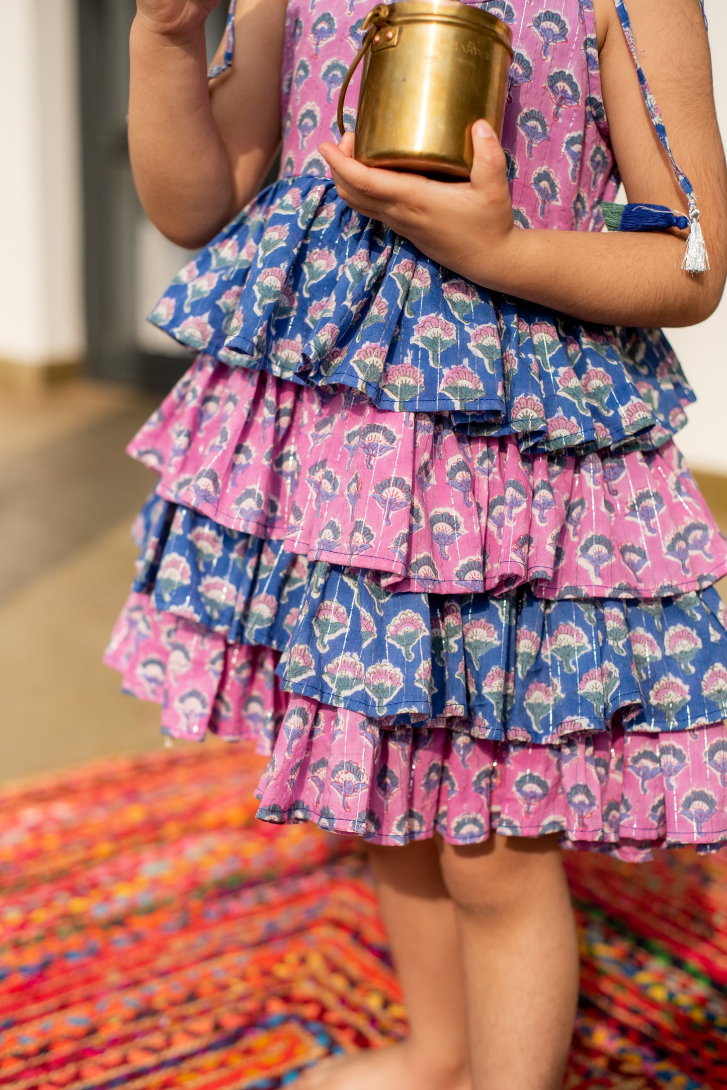 Joyful Frills Tie-Up Dress