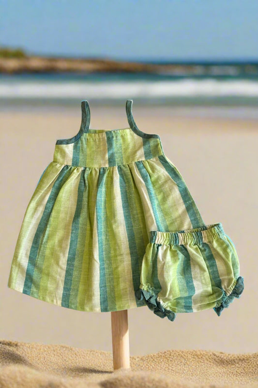 Green Stripes Bloomer Set