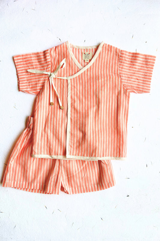 Peach Stripes Jhabla