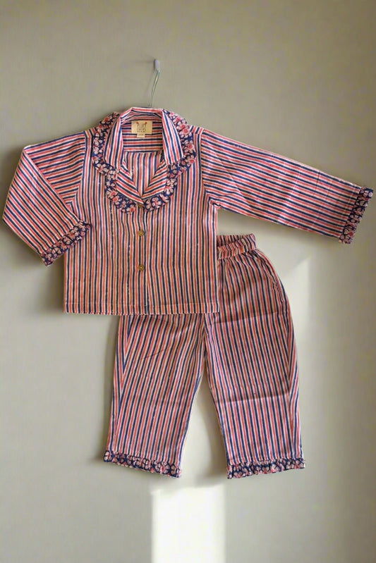 Blue Pink Stripe Night Suit