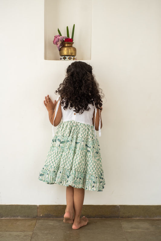 soft cotton kids sundress tiered skirt close-up
