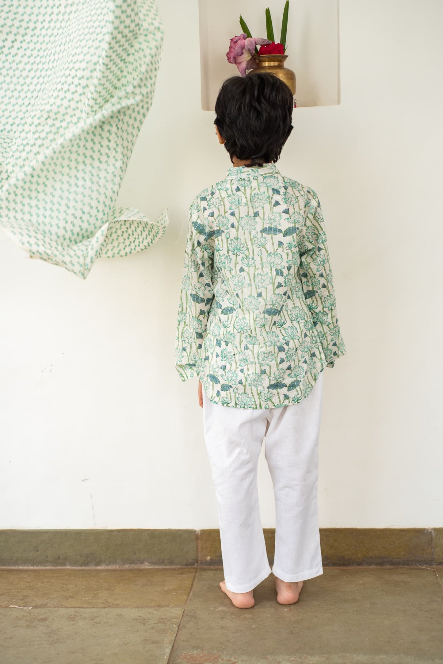 kids blue floral kurta set – Plumcheeks