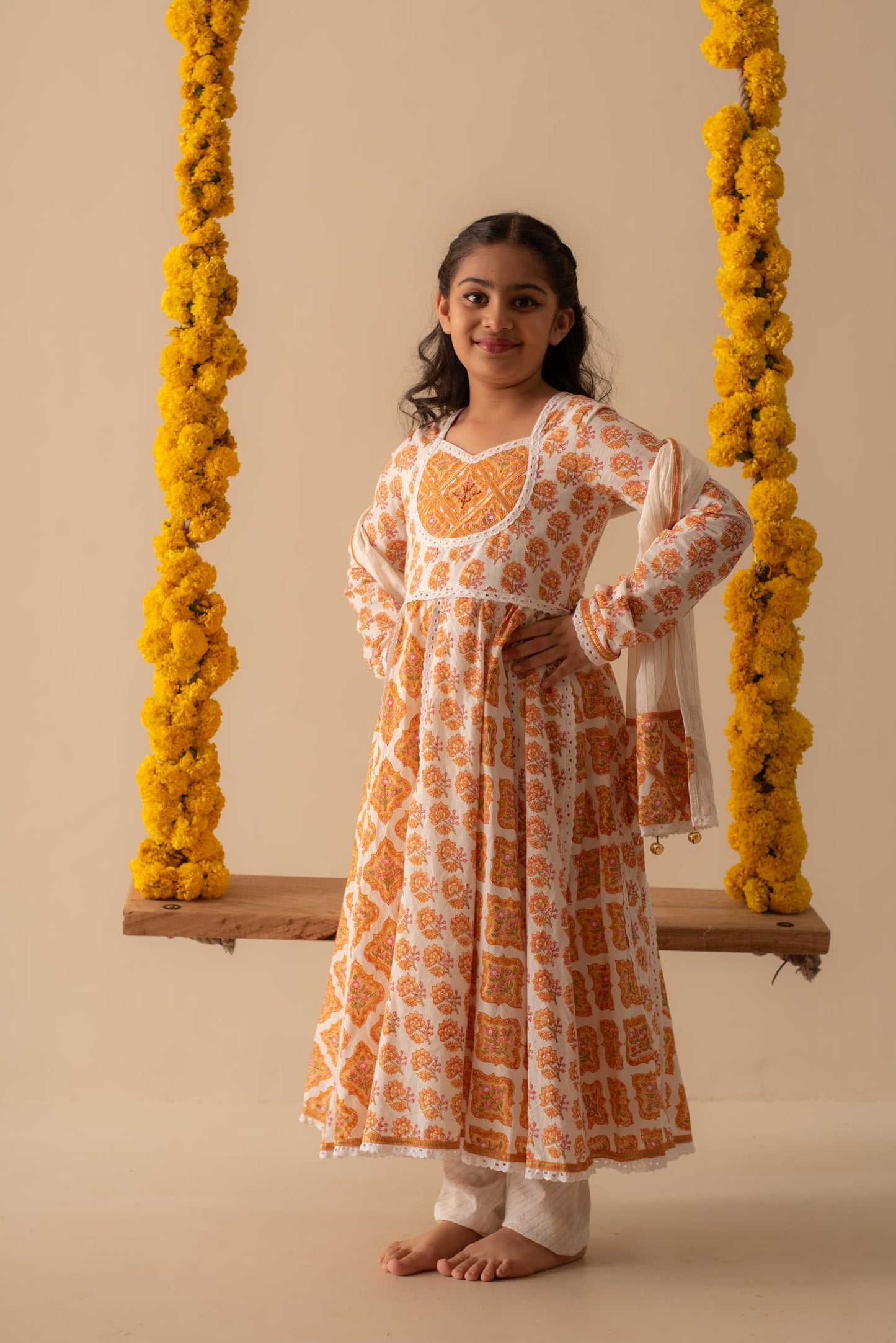 Festive ethnic kidswear – orange sharara set