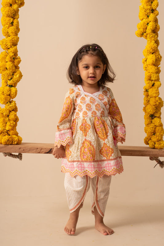 Girls festive ethnic angrakha dhoti outfit