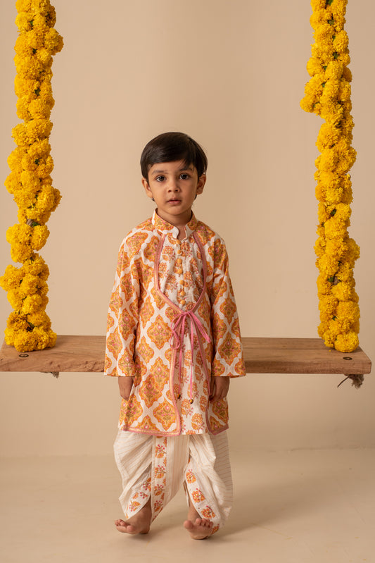 Boys festive ethnic angrakha kurta outfit