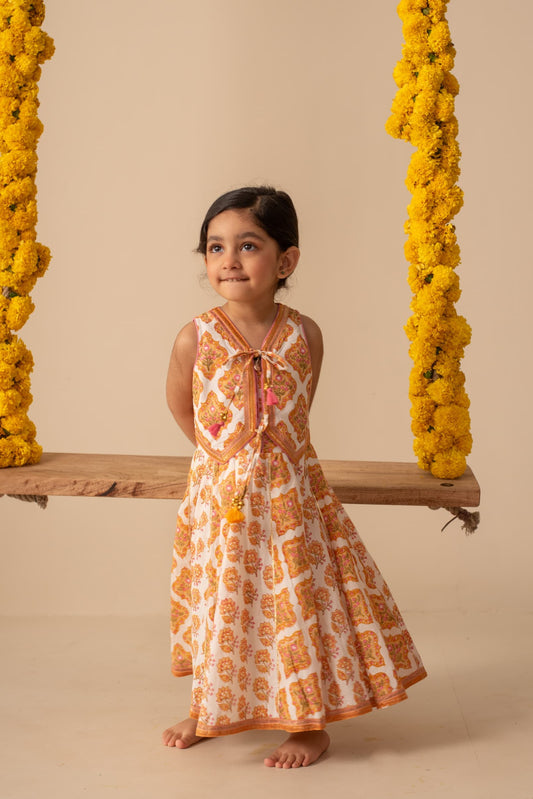 Girls festive ethnic jacket dress