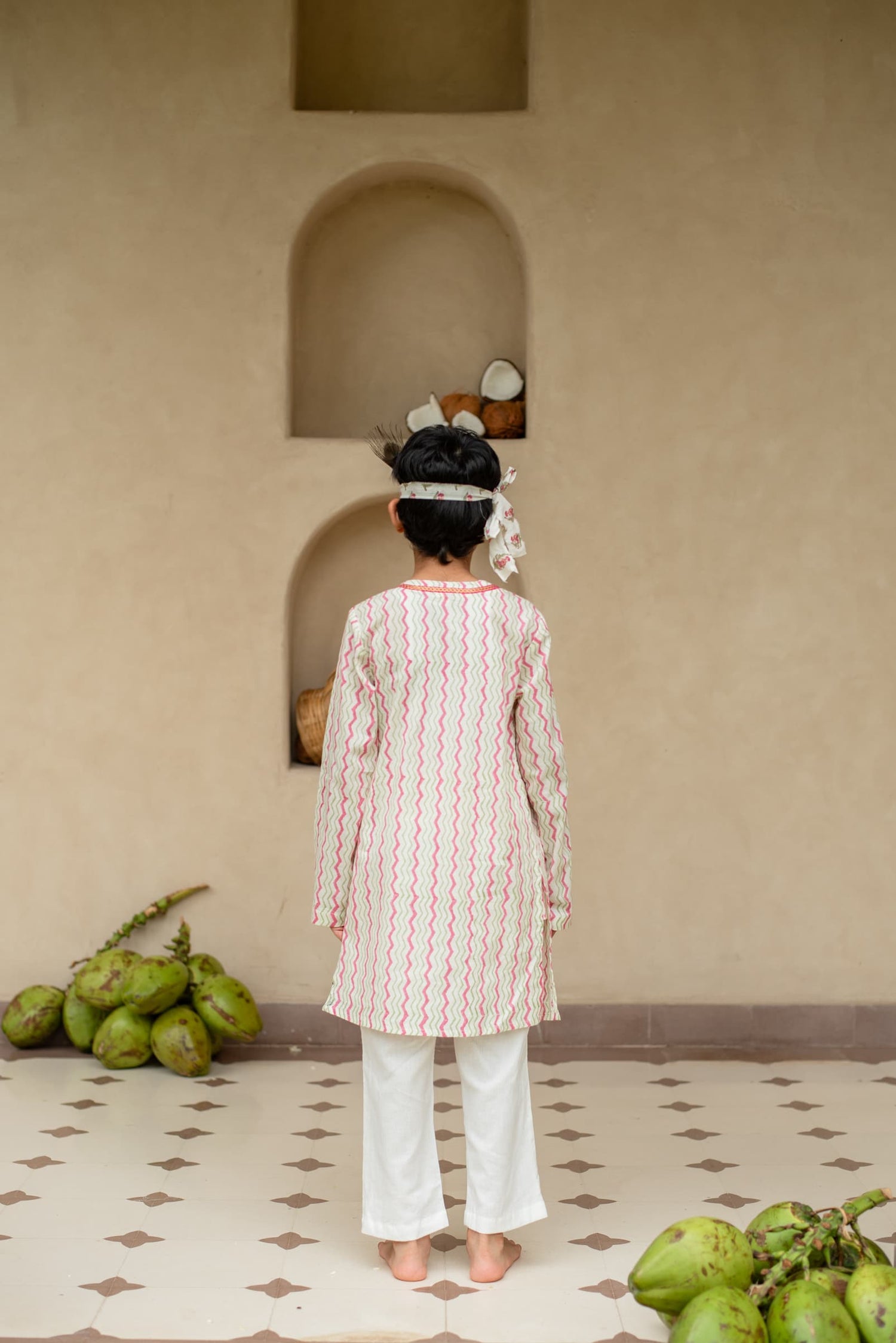 Chevron Kurta Set kids ethnic wear front view