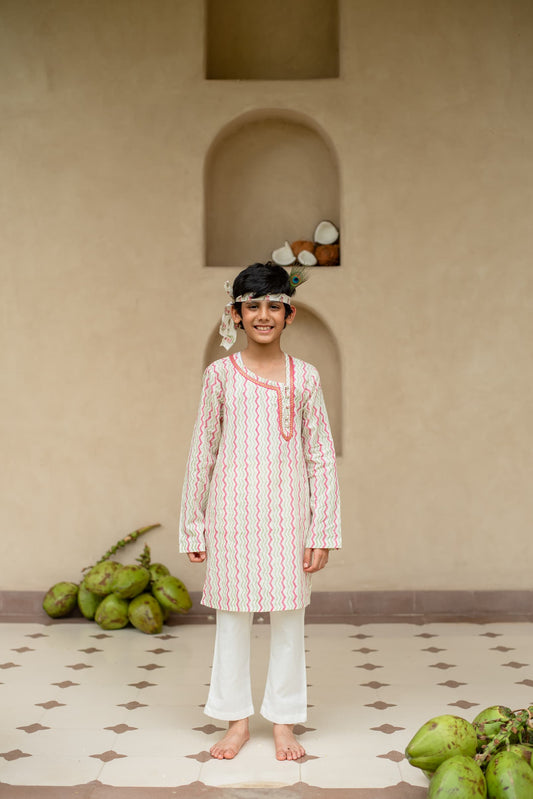 cotton kids chevron kurta set lifestyle