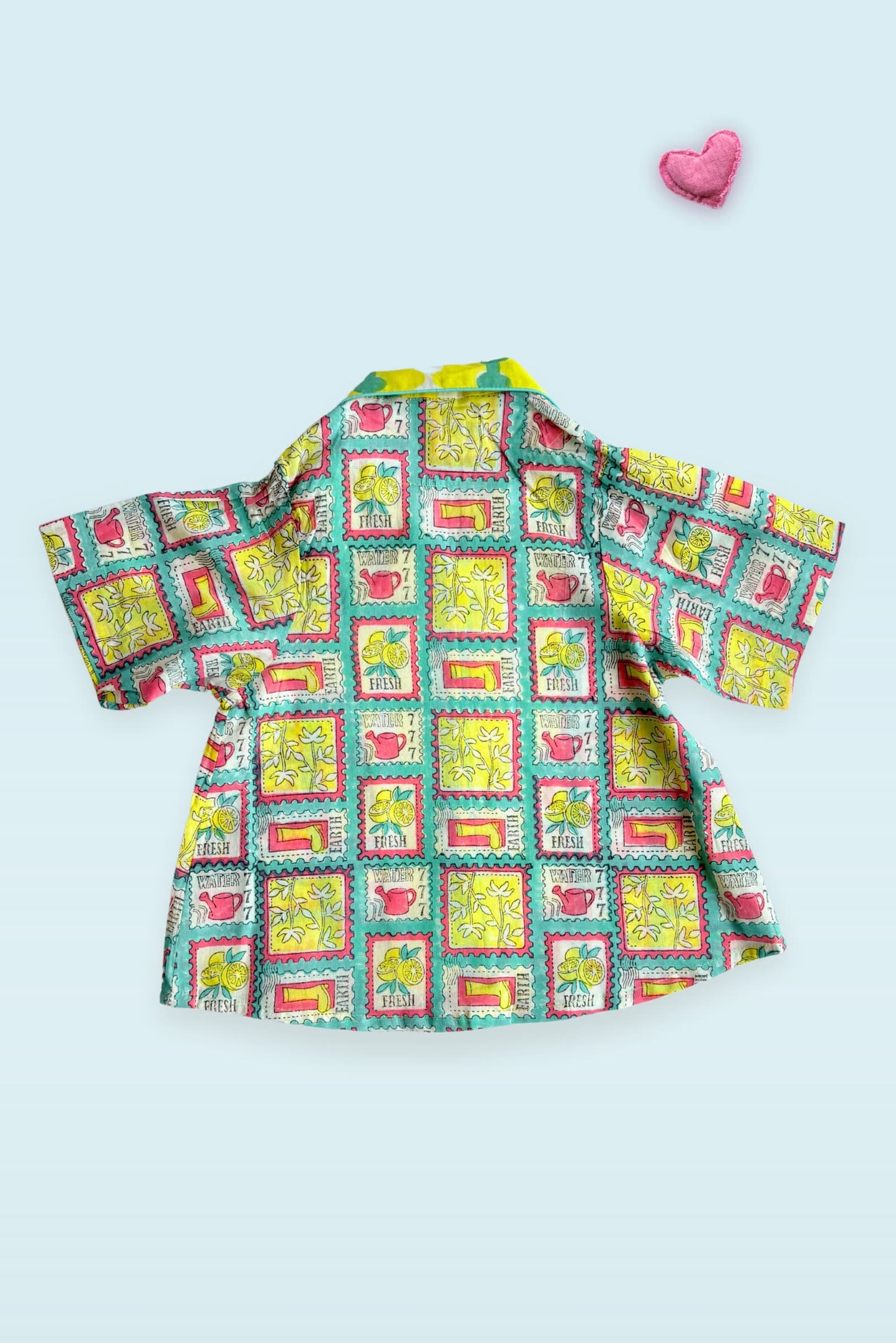 Citrus Shorts Set kids front view lemon print outfit