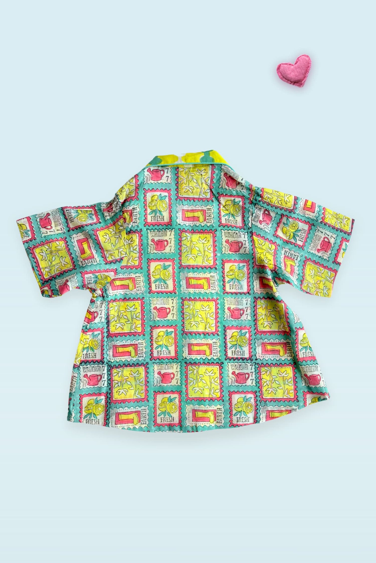 Citrus Shorts Set kids front view lemon print outfit