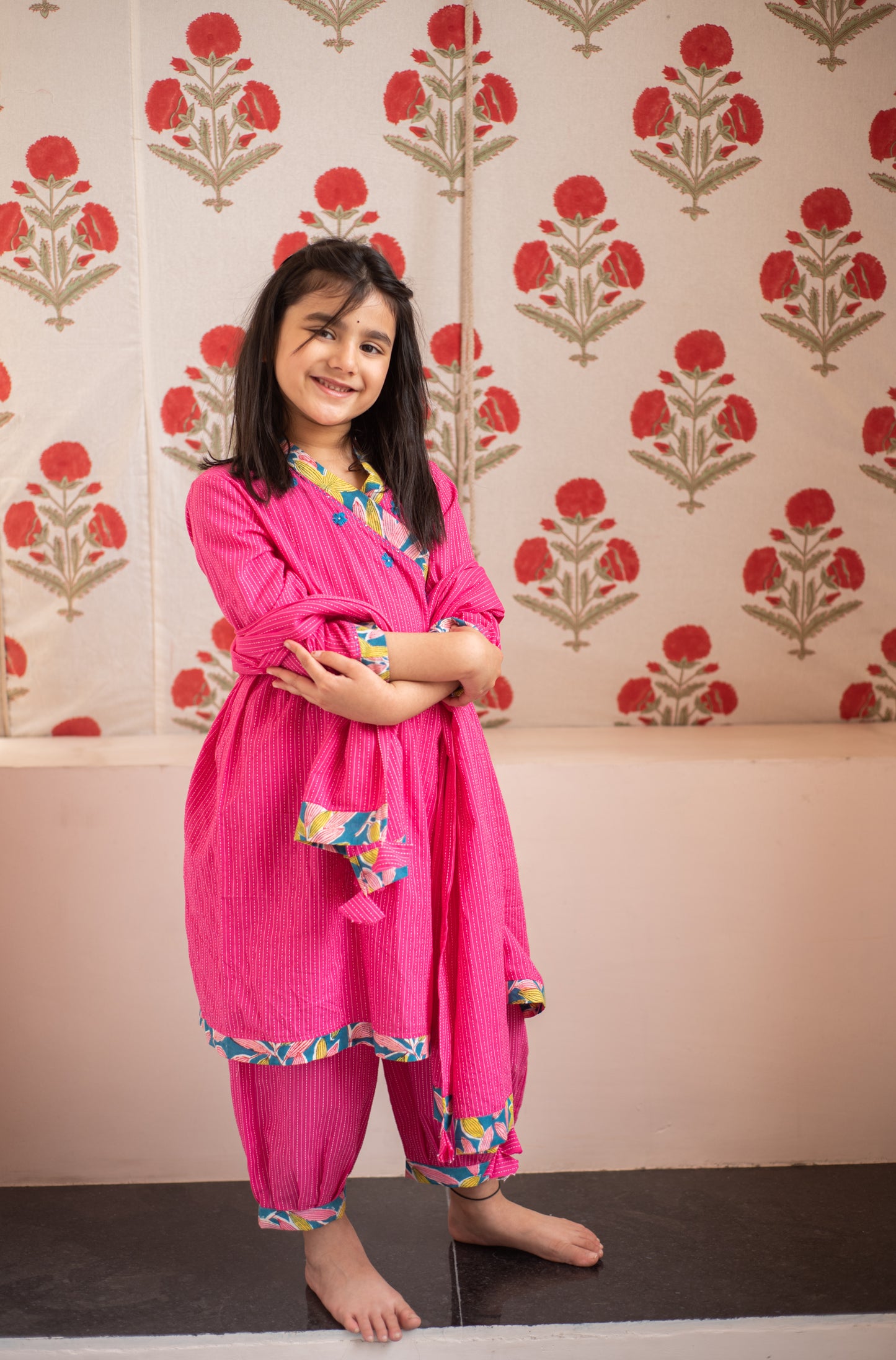 Pink Angrakha Kurta Set