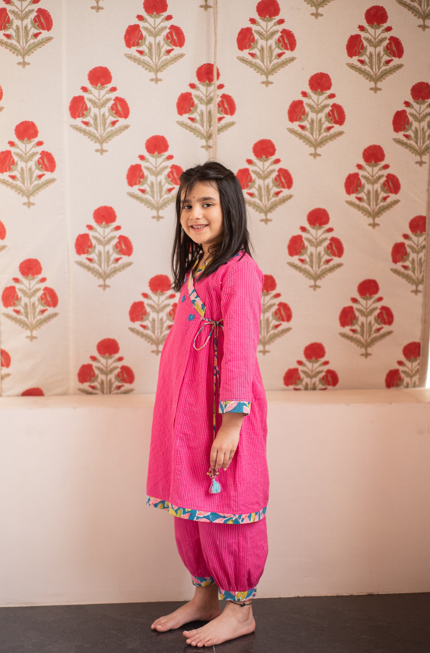 Pink Angrakha Kurta Set