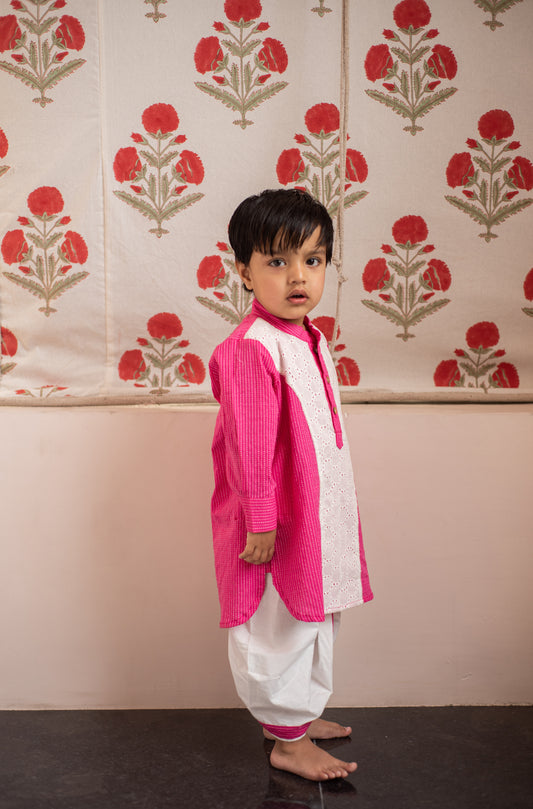 Pink Kurta Dhoti Set