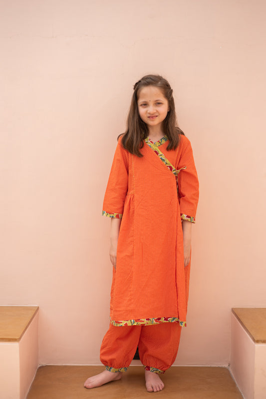 Narangi Angrakha Kurta Set
