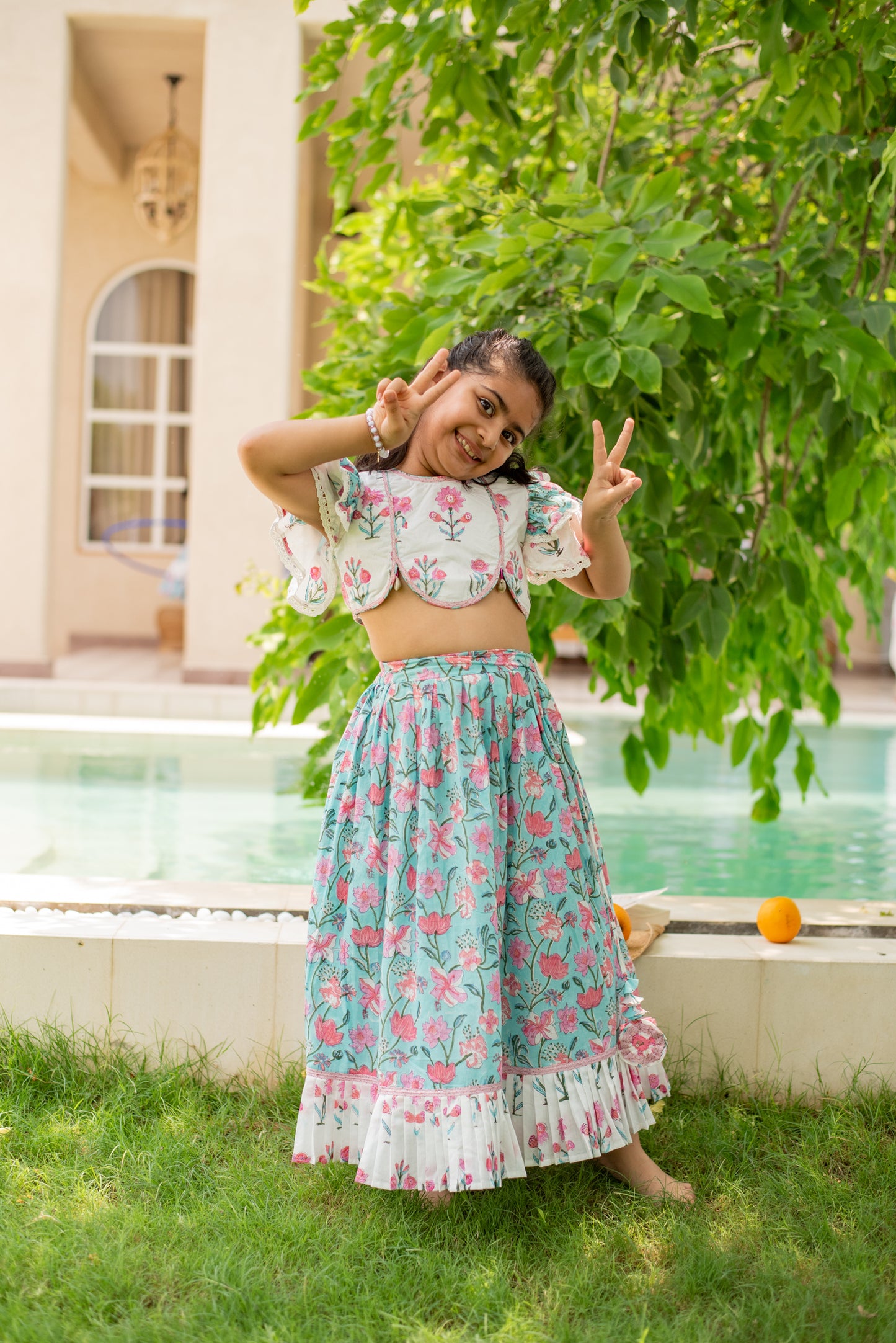 Firozi Lehenga Set