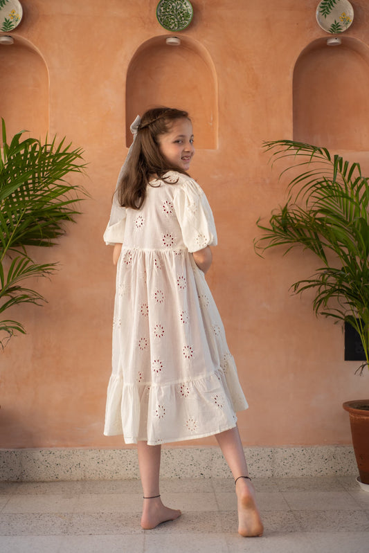 pink floral kids dress close-up