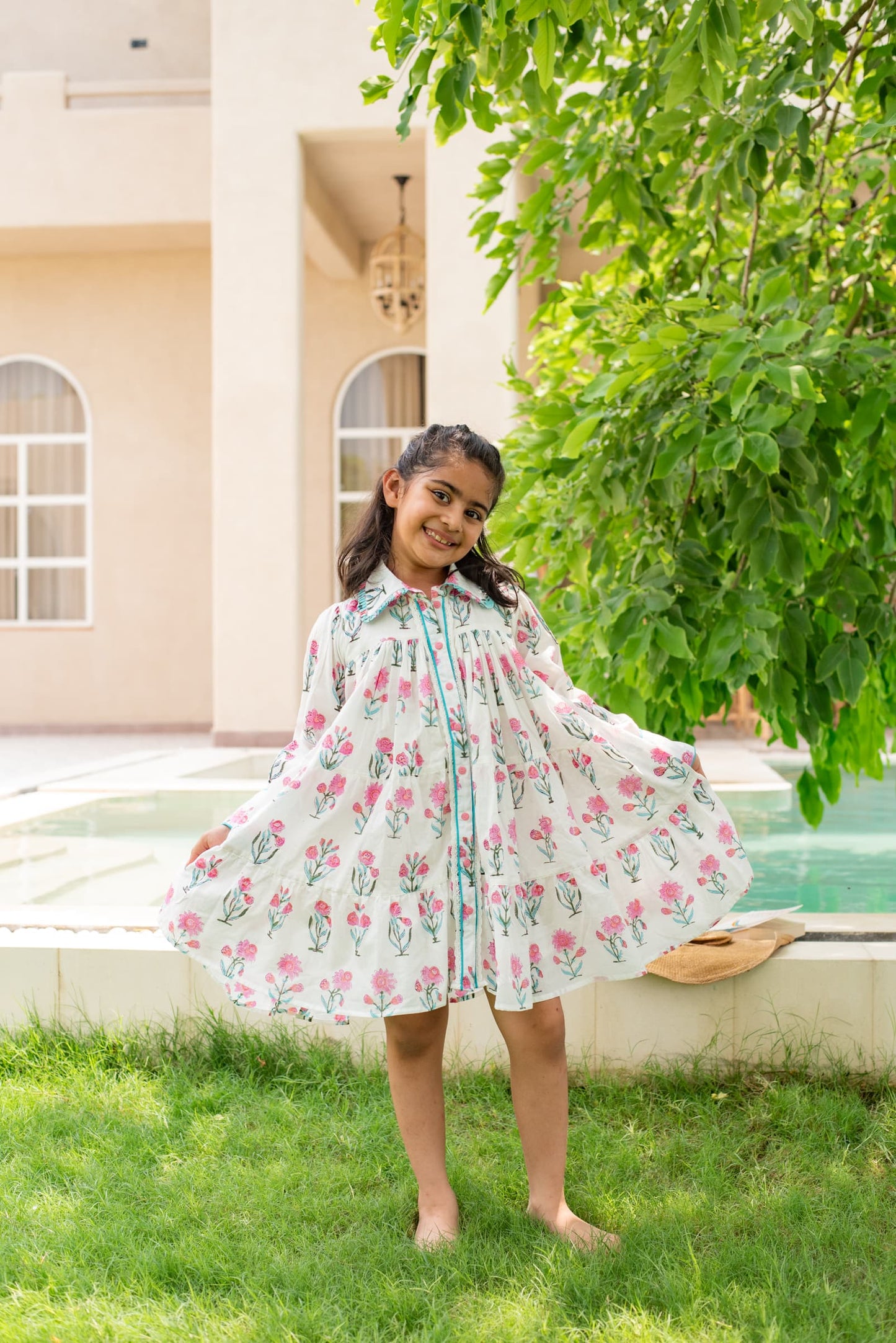 Daisy Summer Dress girls tiered sundress side view