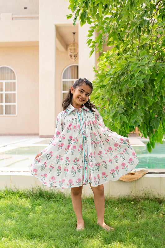 Daisy Summer Dress girls tiered sundress side view