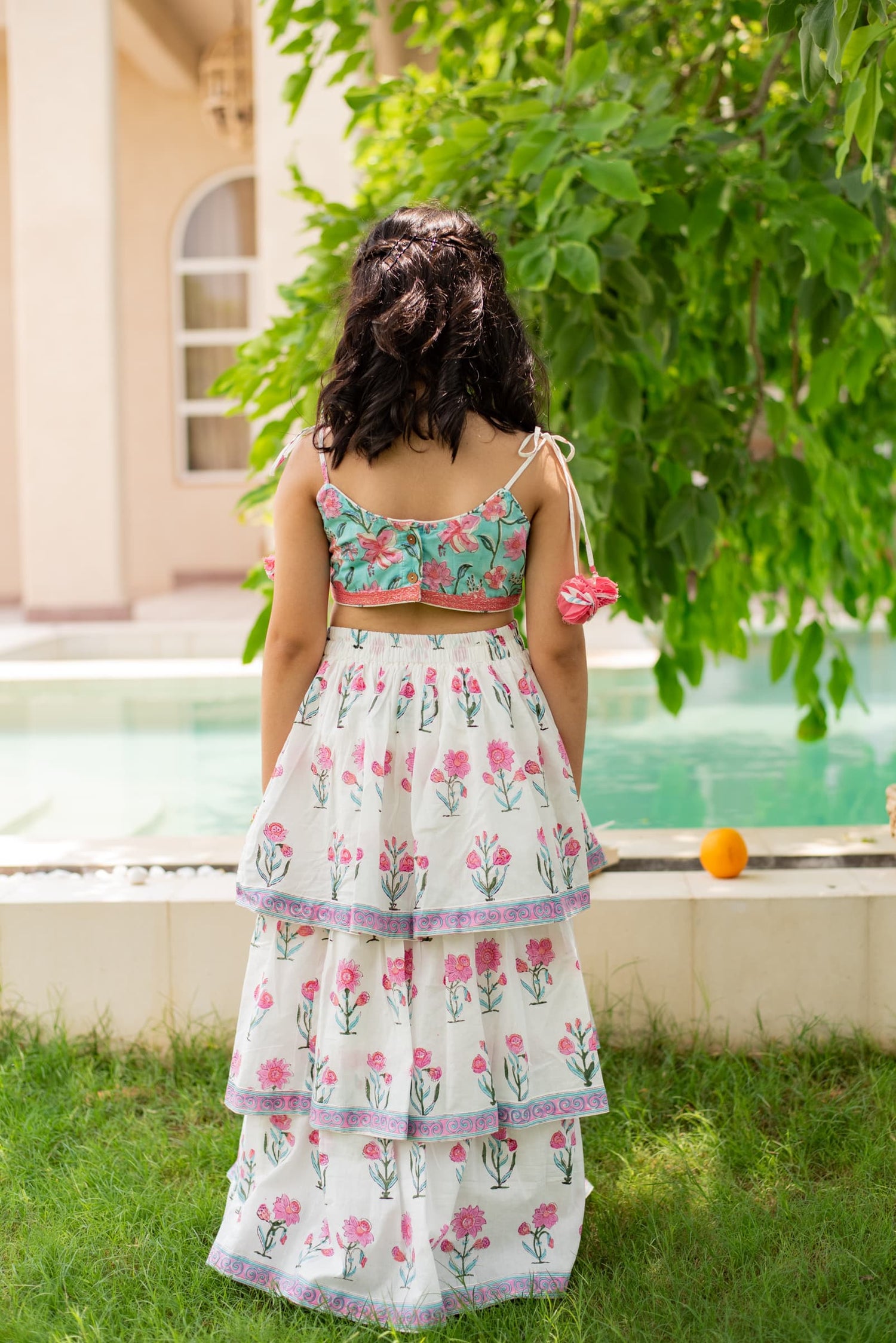 Kids firozi ethnic skirt outfit