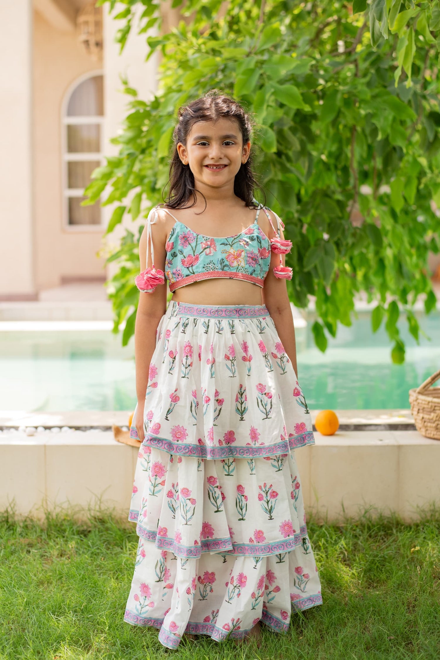 Girls festive ethnic skirt set PlumCheeks