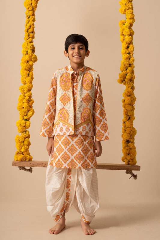 Boys bandi jacket set ethnic outfit close up