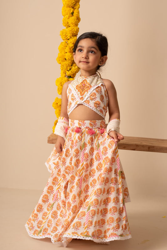Hand-embellished girls lehenga and choli set festive wear