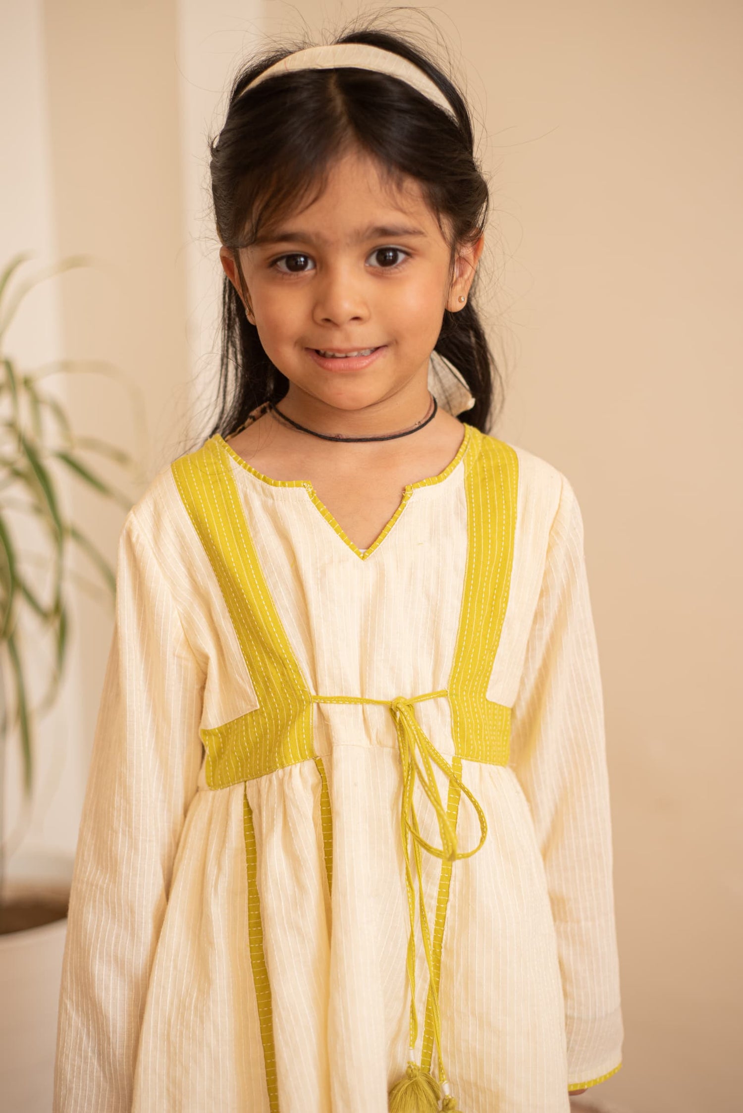 Green Whimsy Kurta Set kids ethnic outfit front view