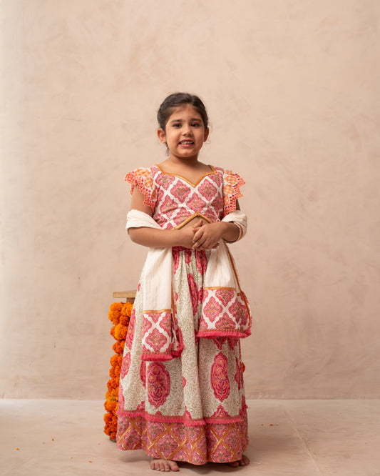 Girls festive ethnic gulaal lehenga